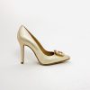 Footwear Rachel's | Rachels - Gold Court Shoe With Diamonte