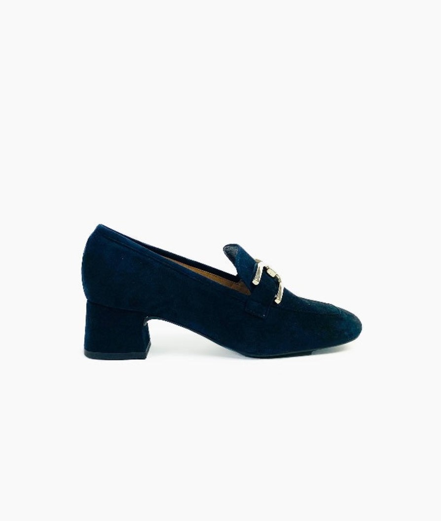 Footwear Unisa | Unisa - Losie Navy Suede Block Heel Loafer