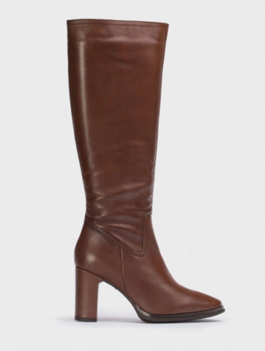 Footwear Wonders Knee High Boots | Wonders - M-5106 Brown Leather Boot