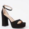 Footwear Unisa | Unisa - Upton Black Suede Platform Heel