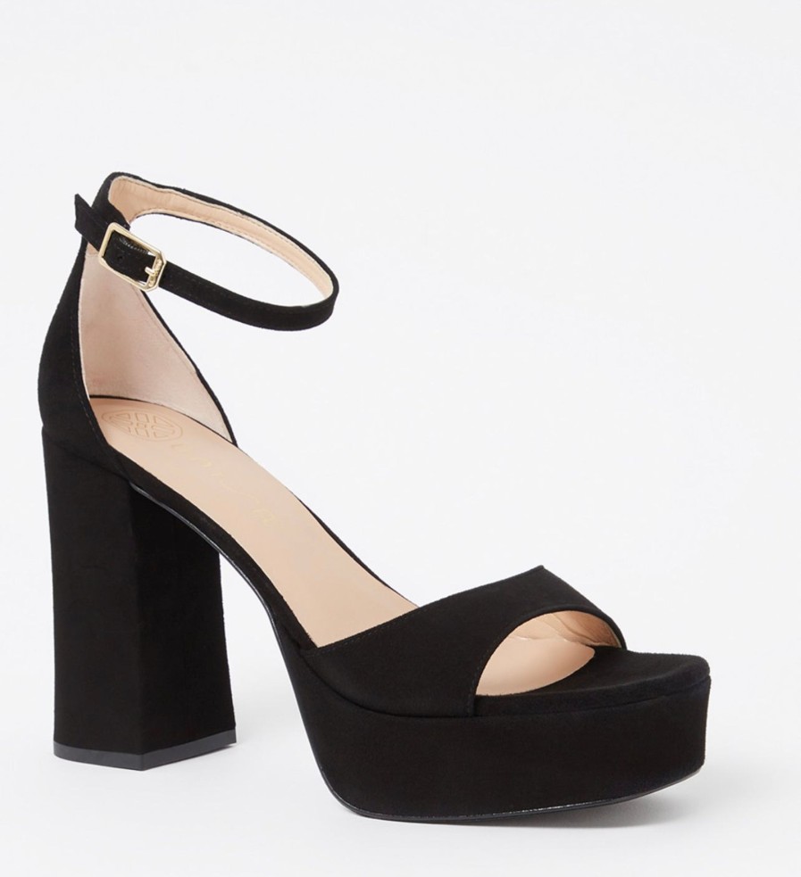 Footwear Unisa | Unisa - Upton Black Suede Platform Heel