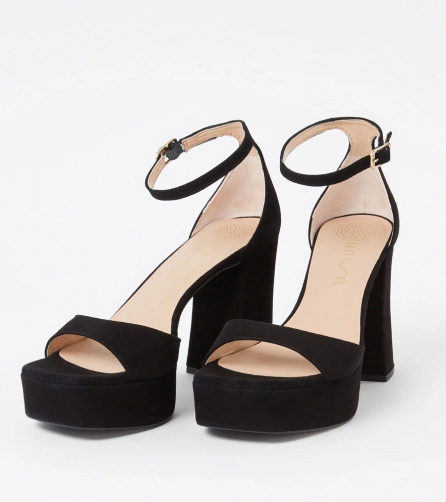 Footwear Unisa | Unisa - Upton Black Suede Platform Heel