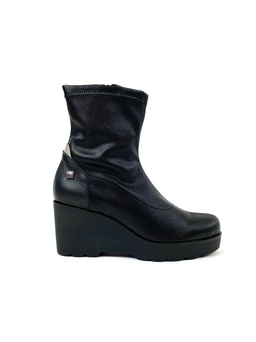 Footwear Jose Saenz Ankle Boots | Jose Saenz - 7226 Black Wedge Sock Boot