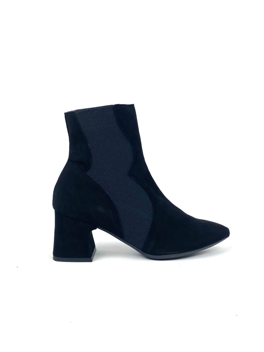 Footwear Wonders Ankle Boots | Wonders - I-9012 Black Sock Ankle Boot