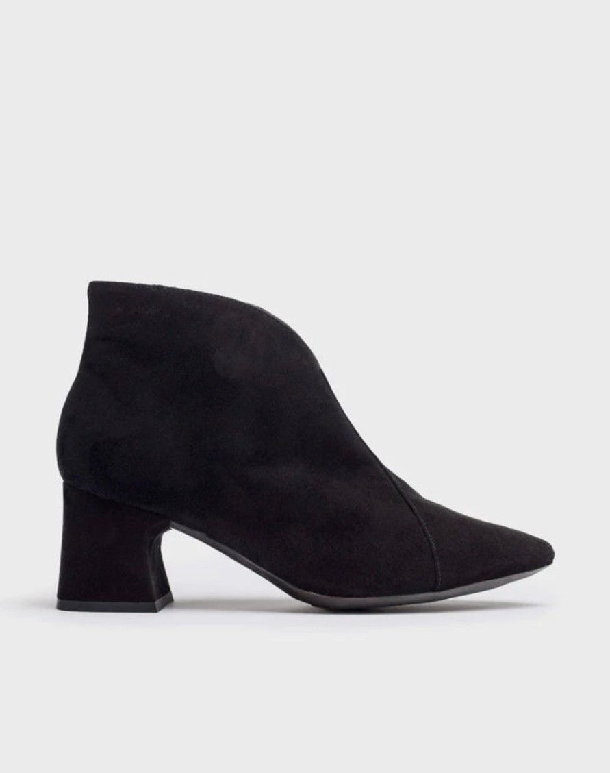 Footwear Wonders Ankle Boots | Wonders - I-9013 Black Suede Ankle Boot