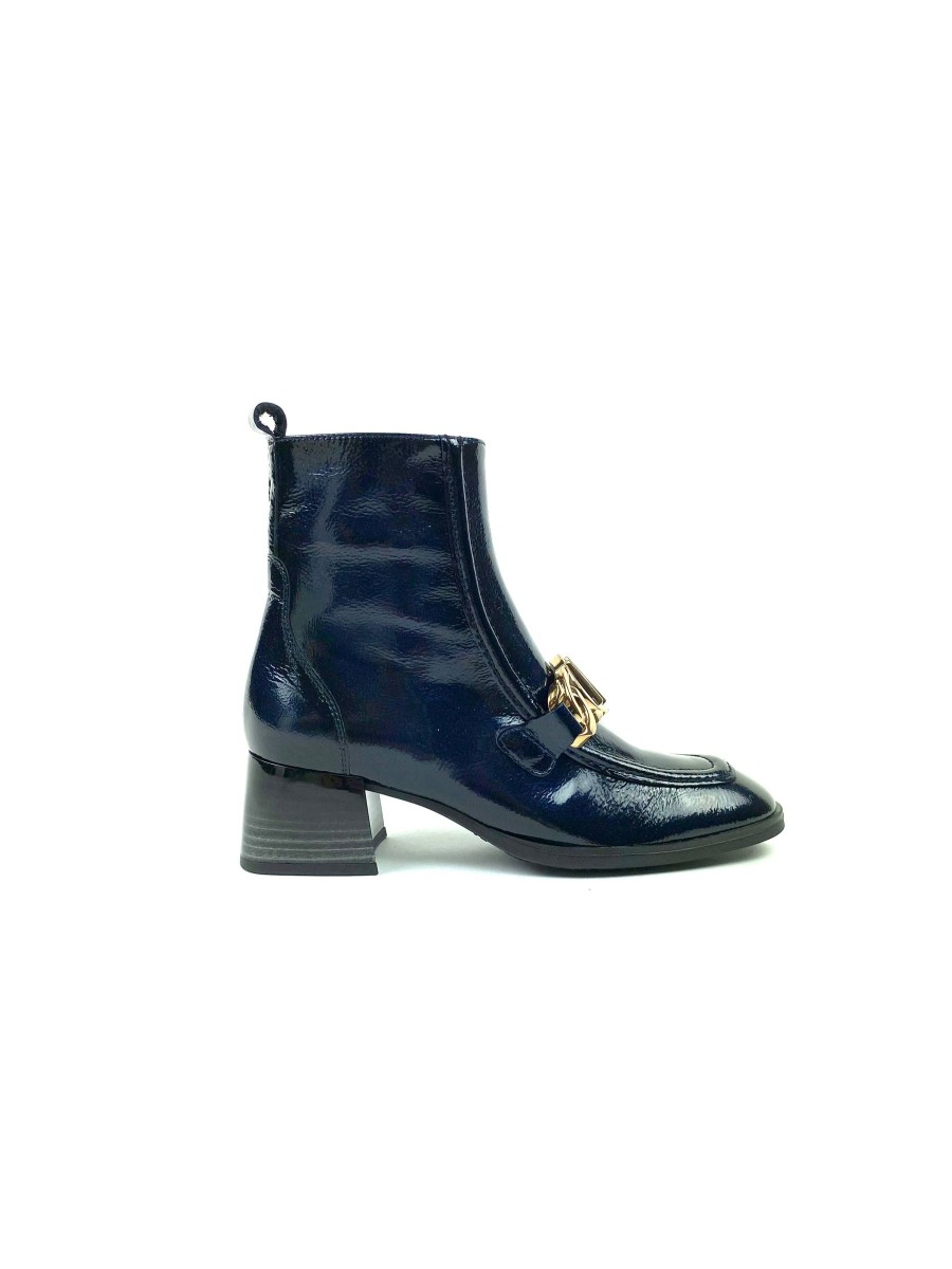 Footwear Hispanitas Ankle Boots | Hispanitas - Hi232993 Navy Patent Buckle Ankle Boot