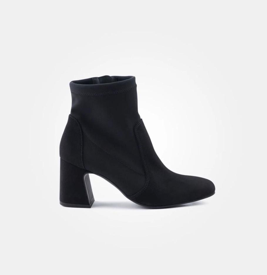 Footwear Paul Green Ankle Boots | Paul Green - 8040 Black Suede Sock Boot