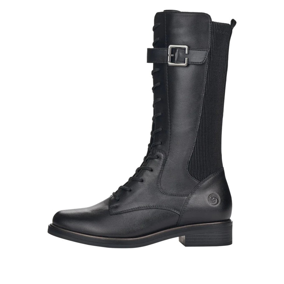 Footwear Remonte Ankle Boots | Remonte - D8381 Black Buckle Biker Boot