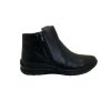 Footwear Softmode Ankle Boots | Softmode - Black Leather Ankle Boot With A Double Zip (Wide Fit)