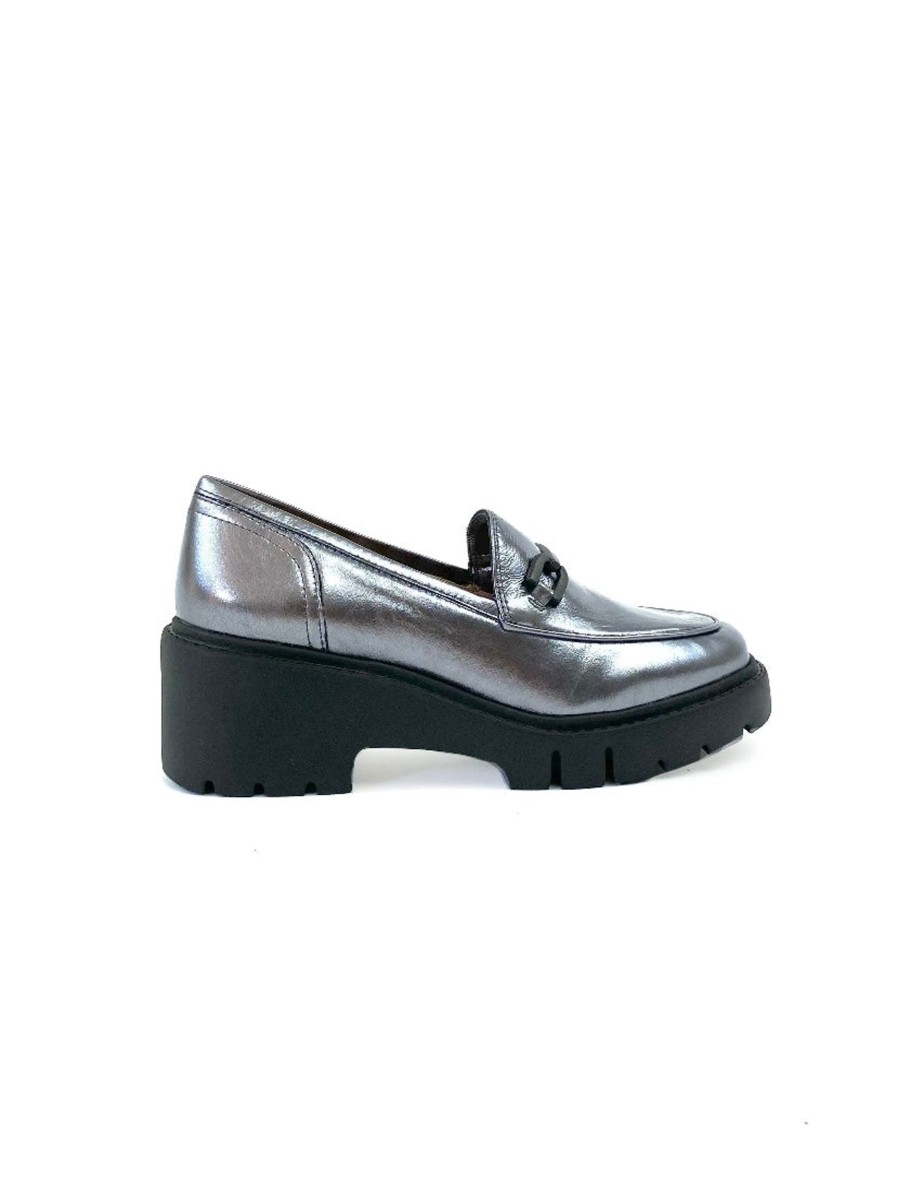 Footwear Unisa | Unisa - Jazz Pewter Wedge Loafer