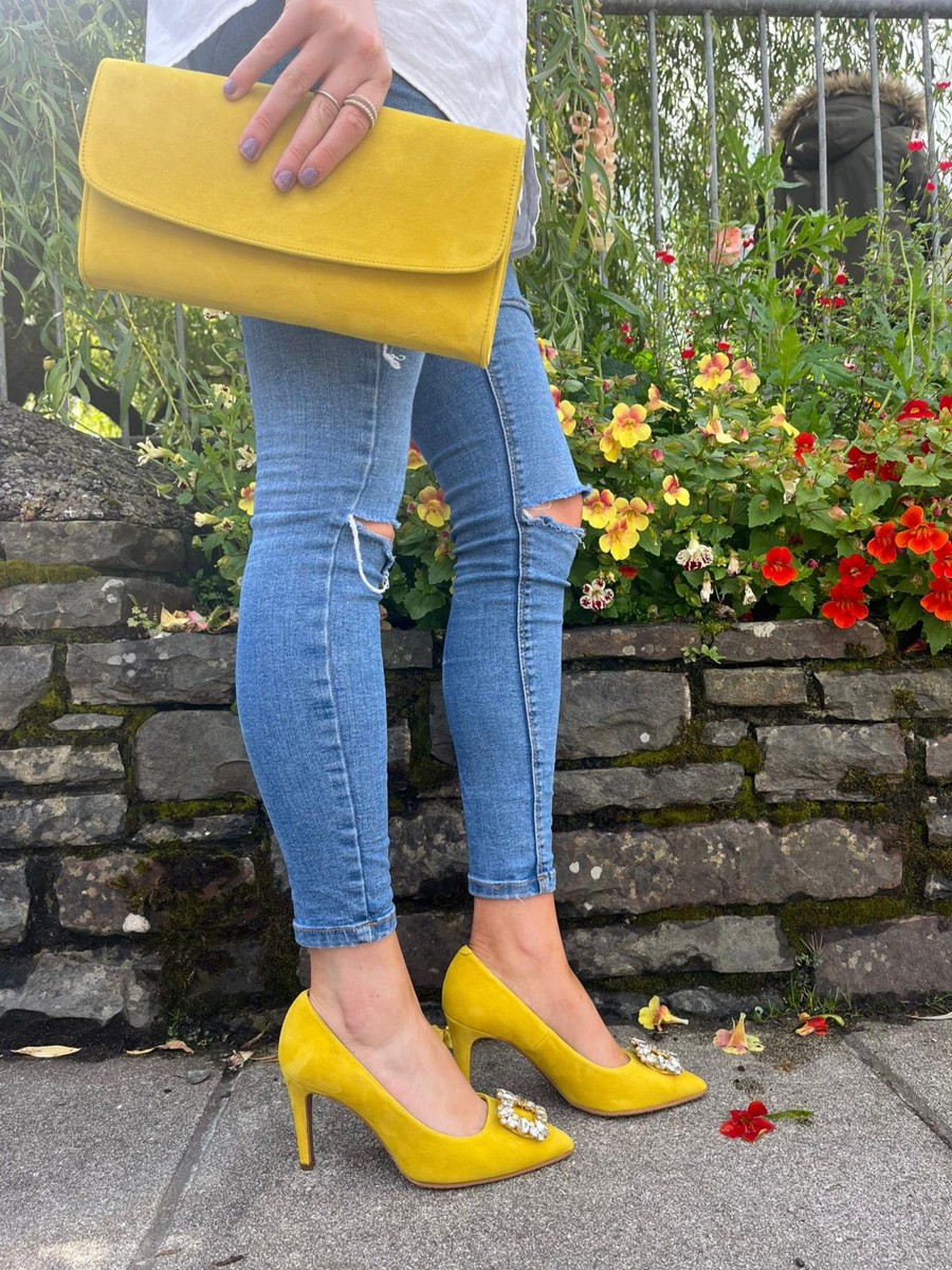 Footwear Rachel's | Rachels - Amarillo Medium Court Shoe With Diamonte