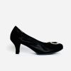 Footwear Le Babe | Le Babe - 3037S3 Black Diamonte Kitten Heel Court