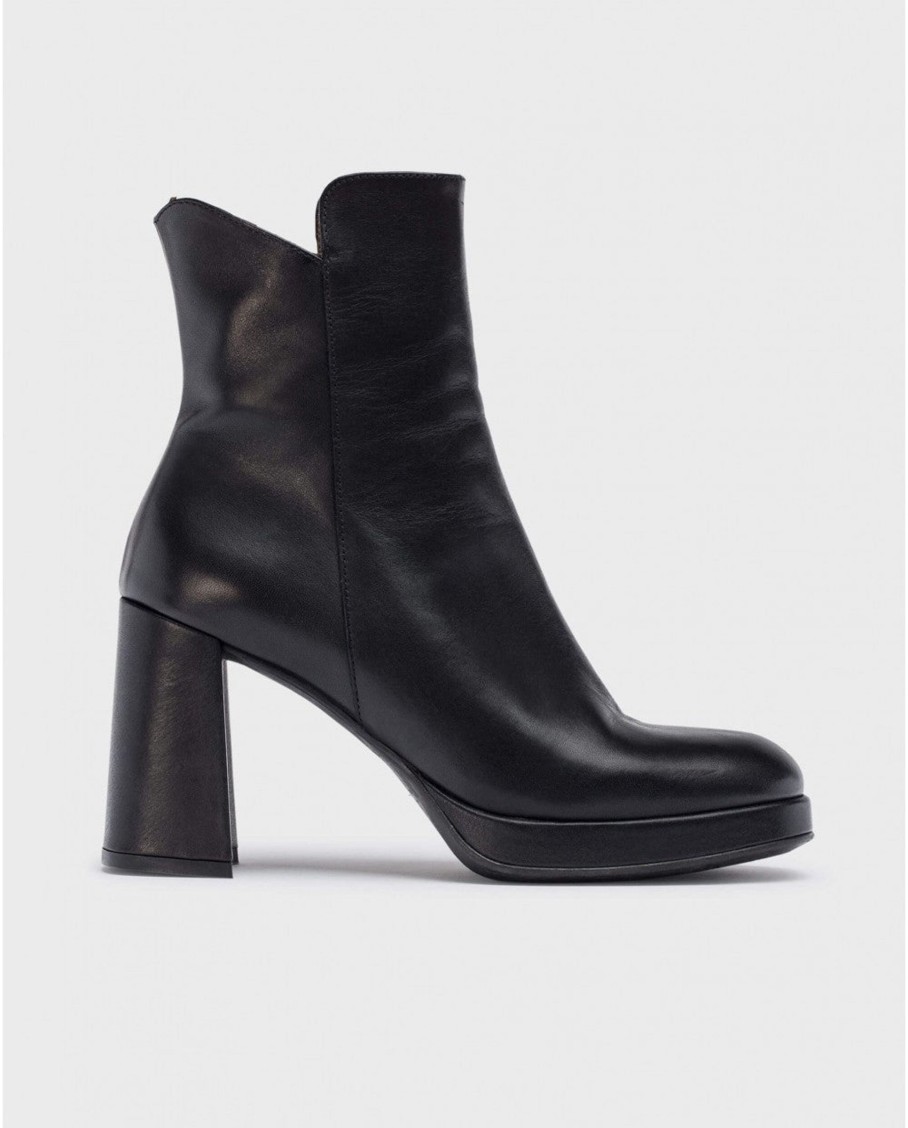 Footwear Wonders Ankle Boots | Wonders - Santo Black Platform Ankle Boot