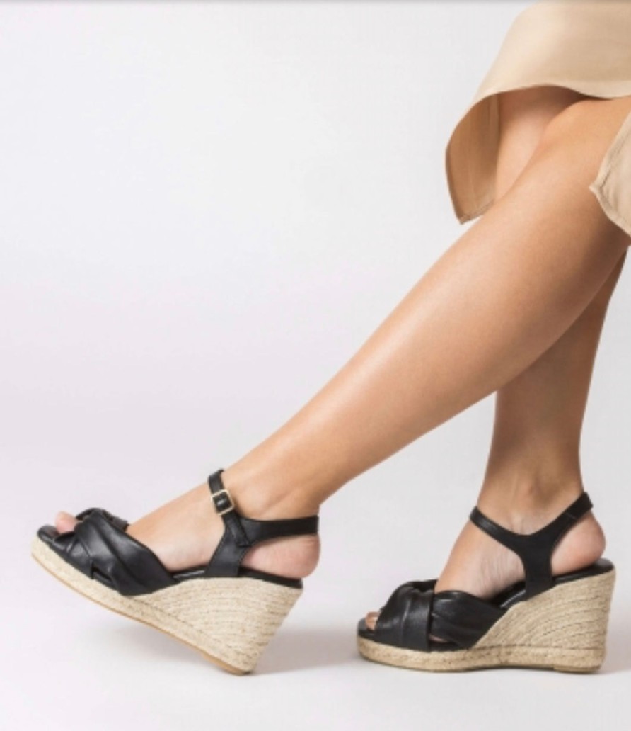 Footwear Wonders | Wonders - Yh-Ev42 Black Peeptoe Espadrille