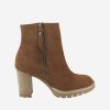 Footwear Paul Green Ankle Boots | Paul Green 8054 Tan Leather Suede Ankle Boot