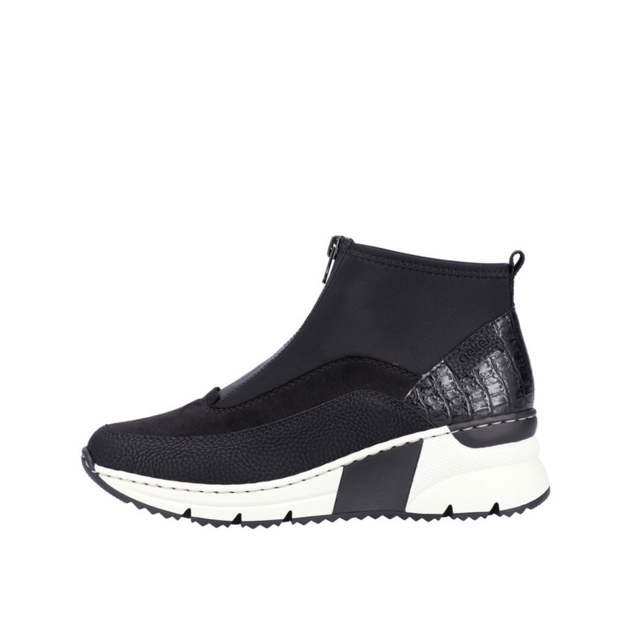 Footwear Rieker Ankle Boots | Rieker - N6352 Black Wedge Sock