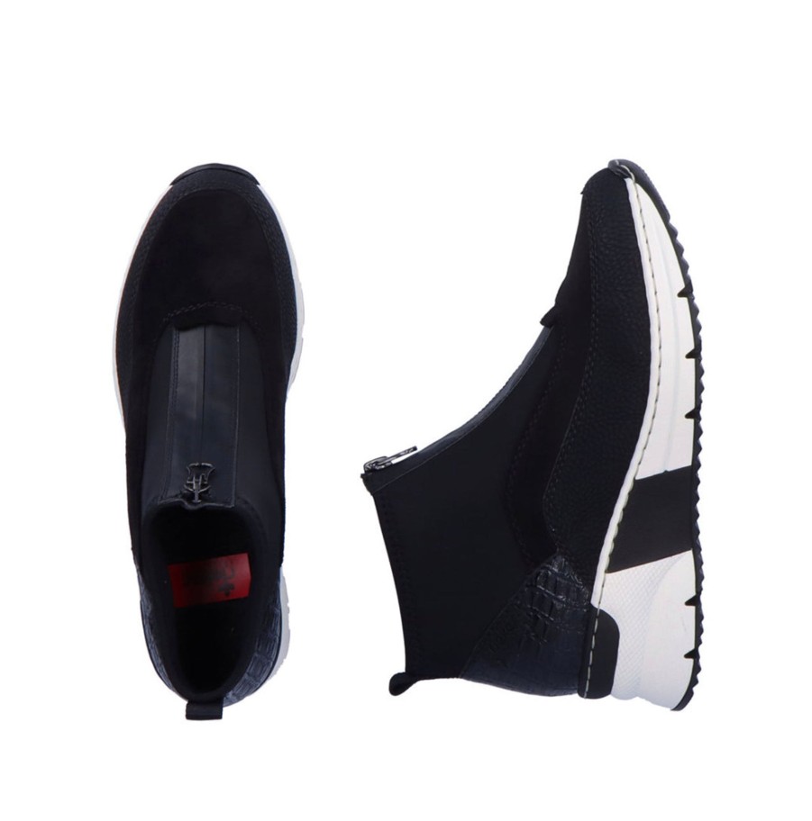 Footwear Rieker Ankle Boots | Rieker - N6352 Black Wedge Sock