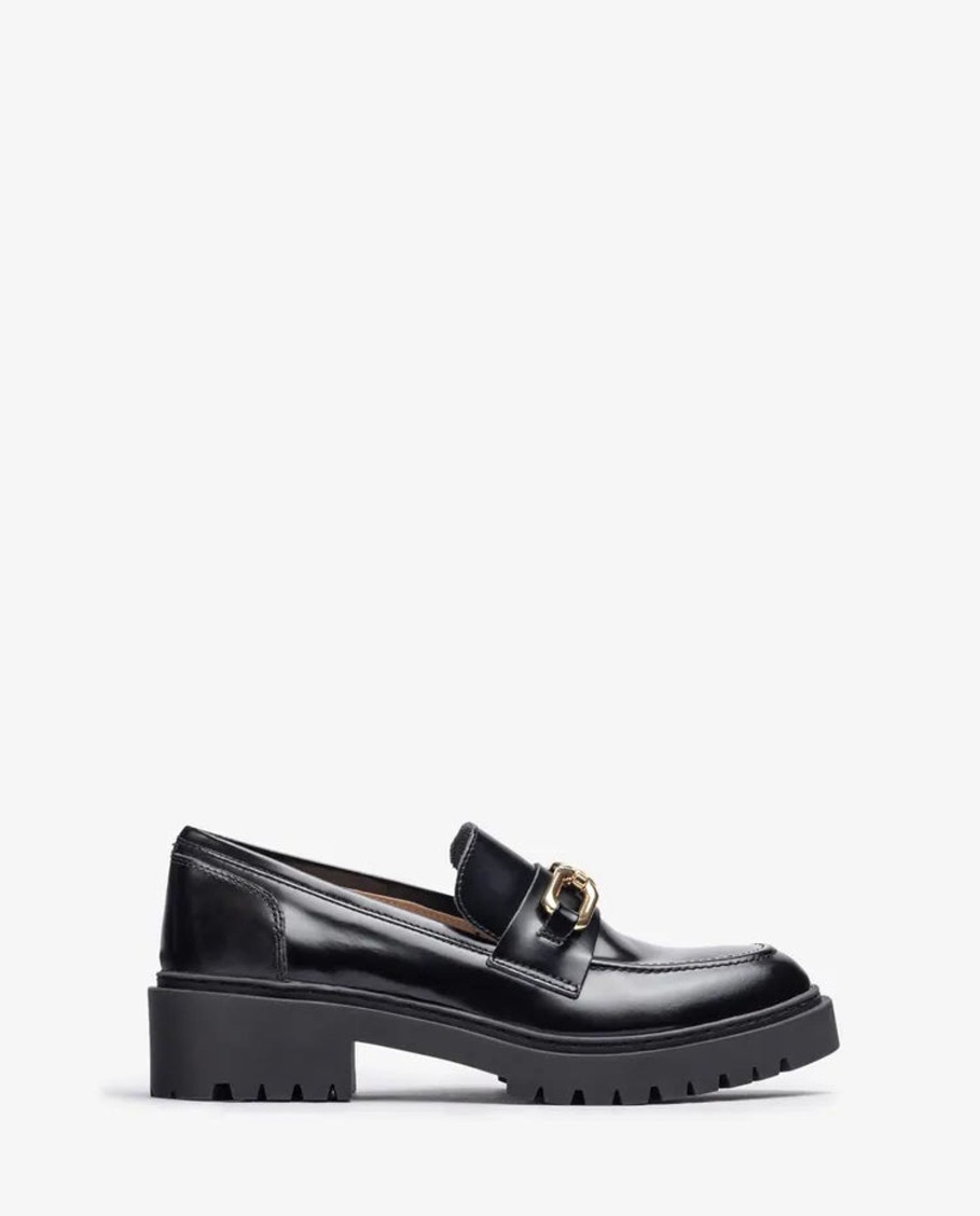 Footwear Unisa | Unisa - German Black Loafer Gold Buckle