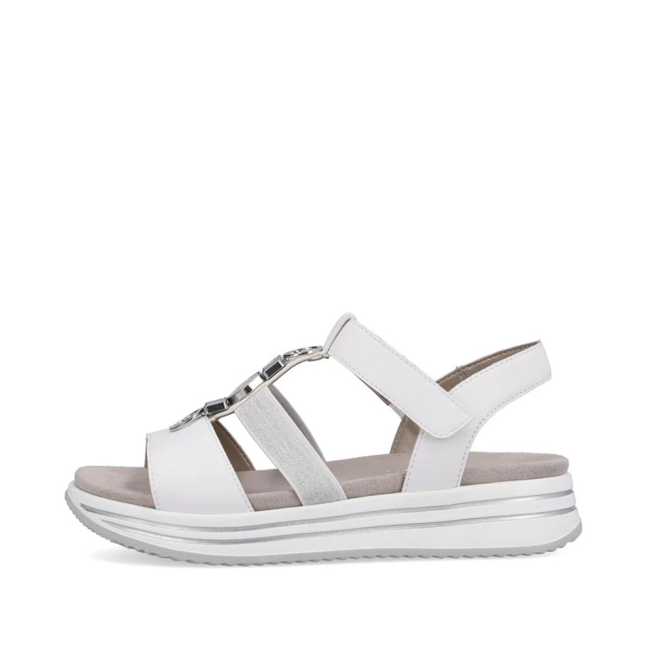 Footwear Murphys Shoes | Remonte - White Andsilver Embellished Sandal