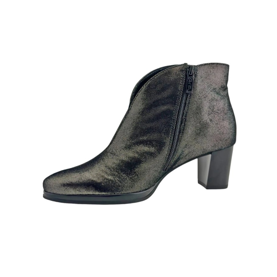 Footwear Ara Ankle Boots | Ara - 23400 Black Shimmer V Ankle Boot