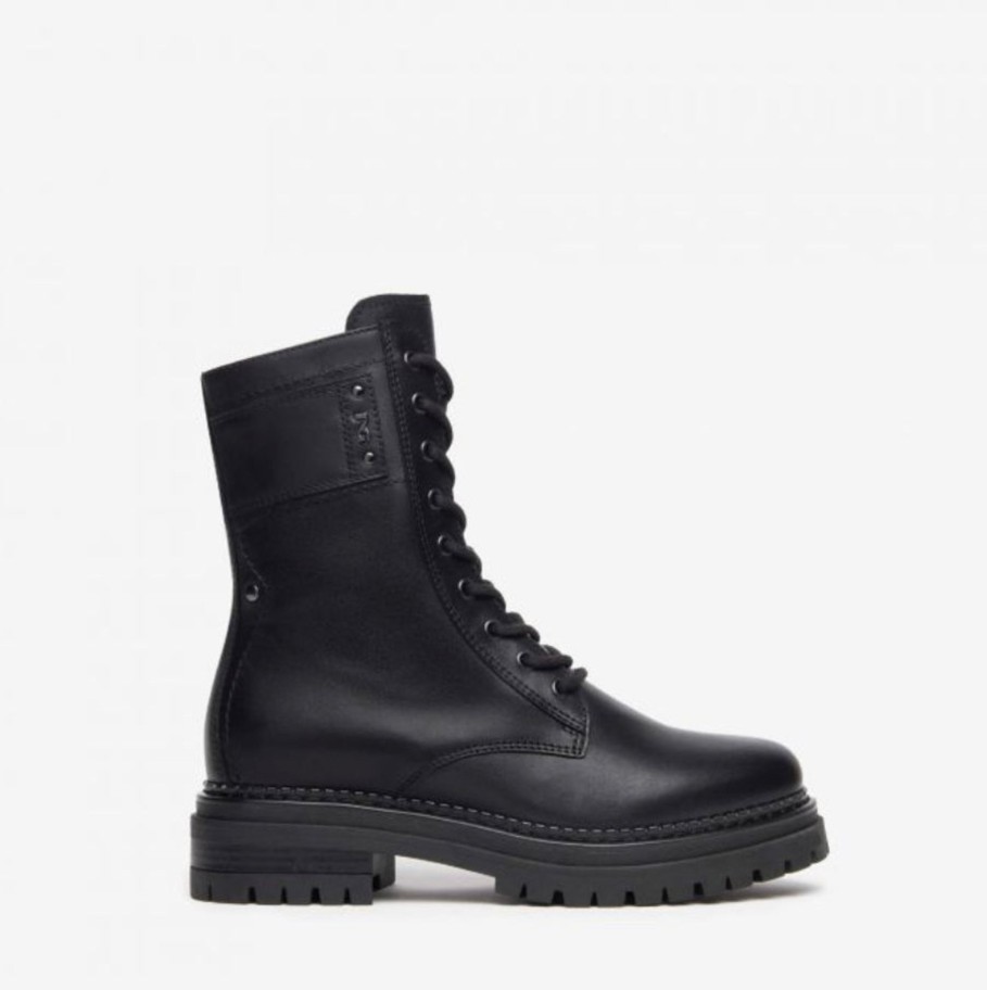 Footwear NeroGiardini Ankle Boots | Nerogiardini - I308953D Black Leather Military Style Boot