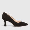 Footwear Lodi | Lodi - Jona Black Suede Court With A Kitten Heel