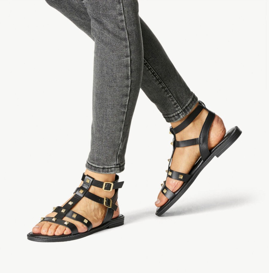 Footwear Tamaris | Tamaris - 28110 Black Stud Gladiator Sandal