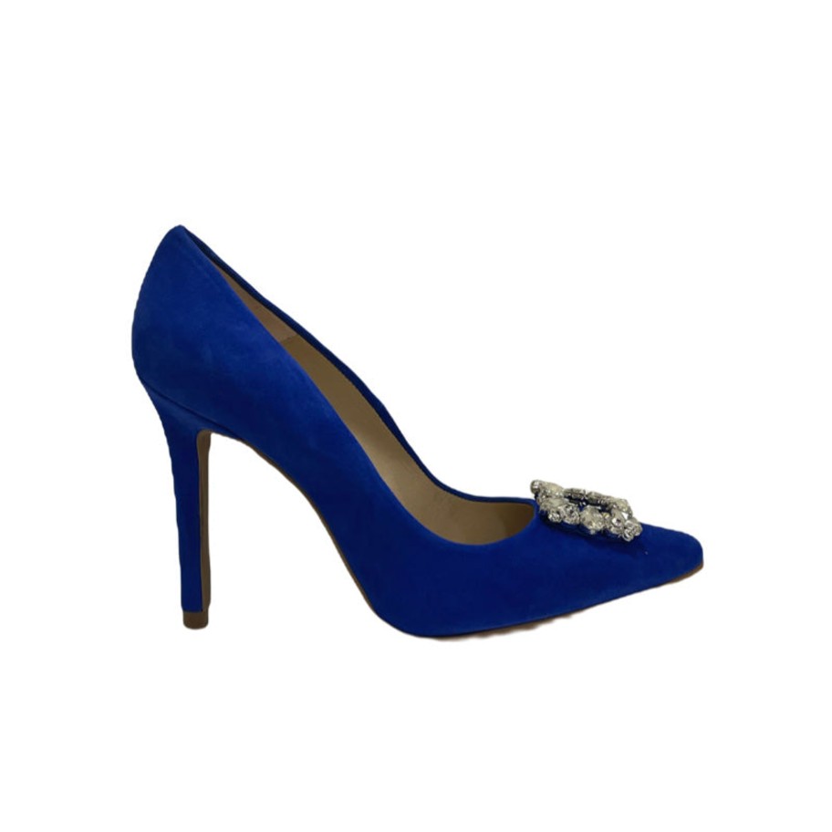 Footwear Rachel's | Rachels- Cobalt Blue Court Shoe With Diamonte