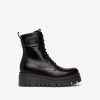 Footwear NeroGiardini Ankle Boots | Nerogiardini - I309092D Black Leather Lace Platform Biker Boot