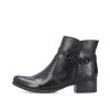 Footwear Rieker Ankle Boots | Rieker - 78676 Black Leather Chain Ankle Boot