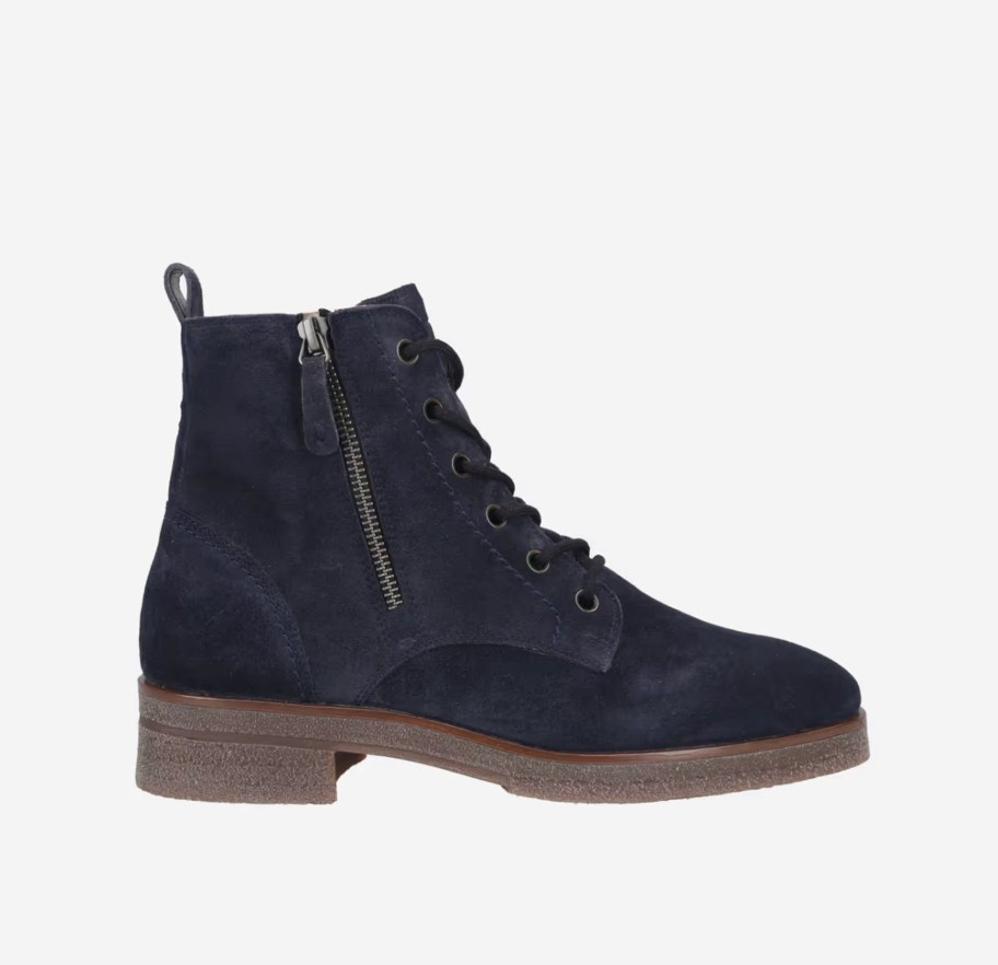 Footwear Paul Green Ankle Boots | Paul Green - 8037 Navy Suede Ankle Boot