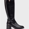 Footwear Wonders Knee High Boots | Wonders - G6222 Black Leather Knee High Boot