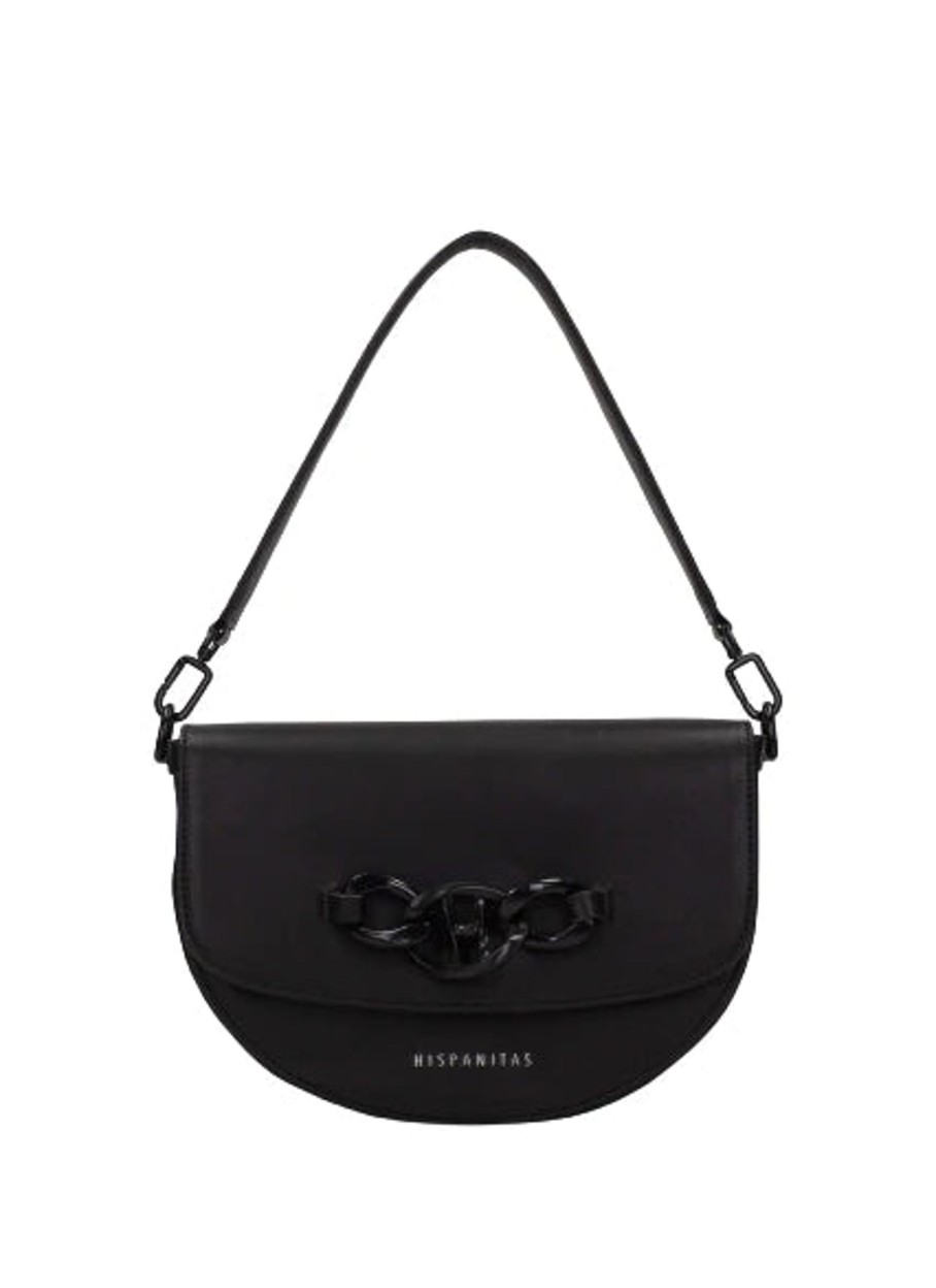 Bags Hispanitas | Hispanitas - B1232944 Black Leather Half Moon Crossbody/Shoulder Bag