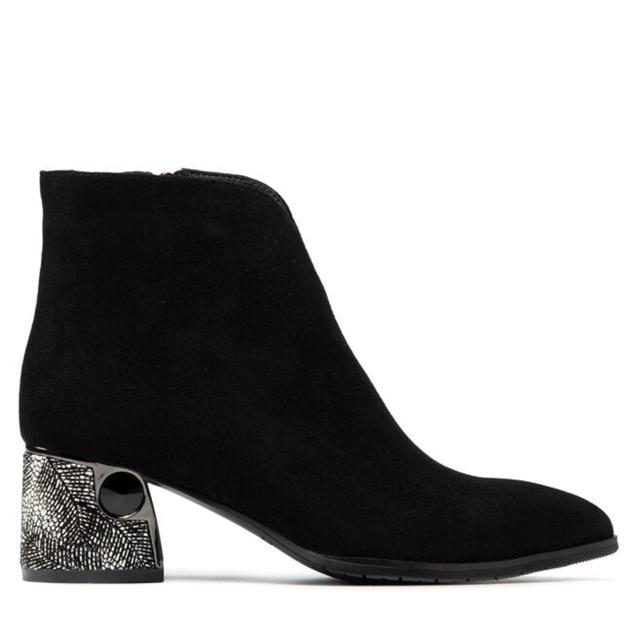 Footwear Loretta Vitale Ankle Boots | Loretta Vitale - F349 Black Suede Mosaic Heel