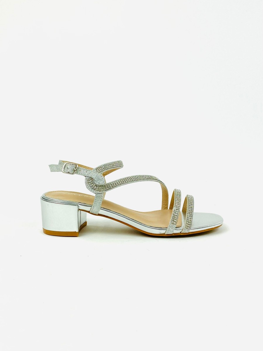 Footwear Sorento | Sorento - Killruddey Silver Med Heel Sandal