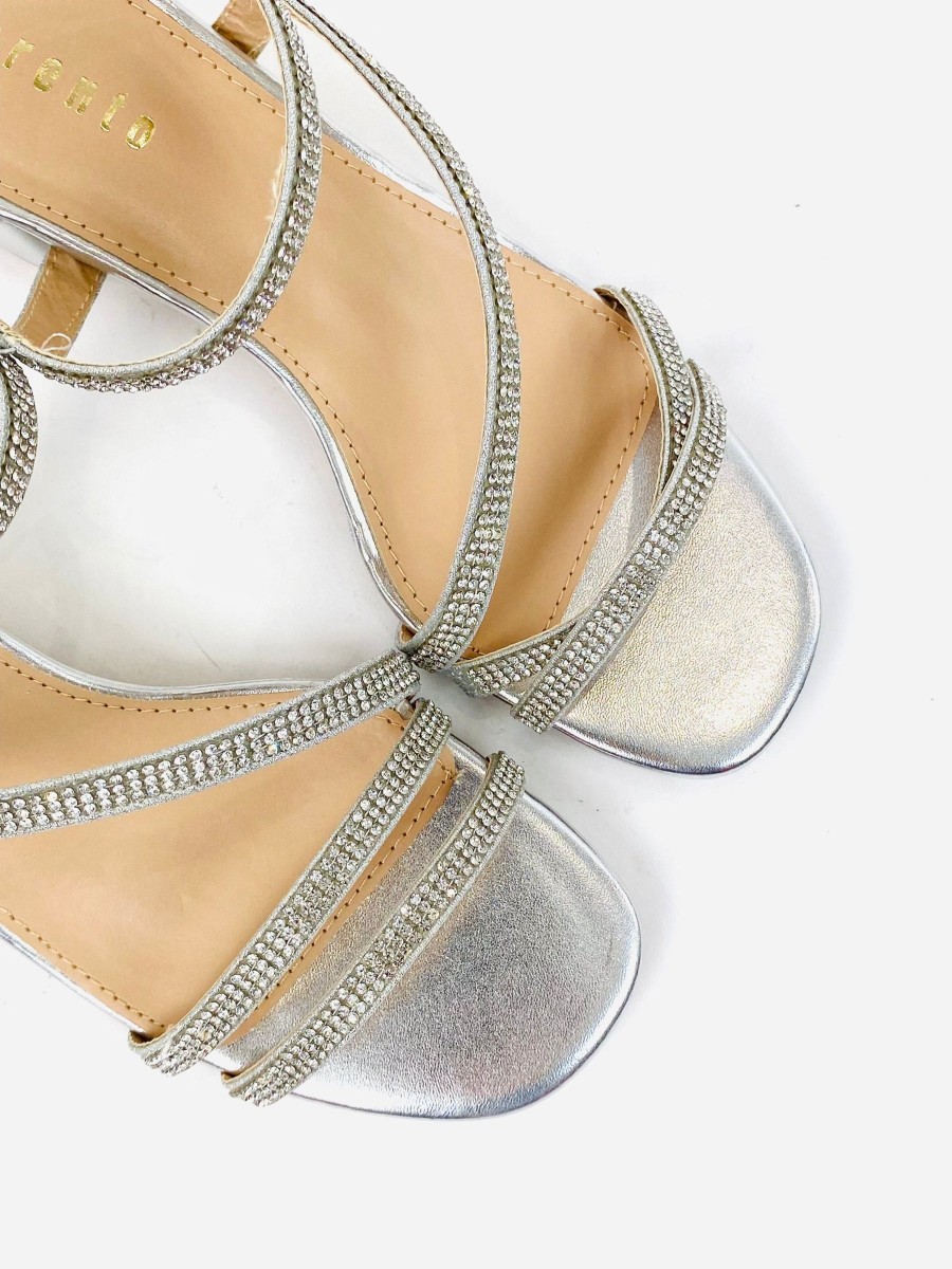 Footwear Sorento | Sorento - Killruddey Silver Med Heel Sandal