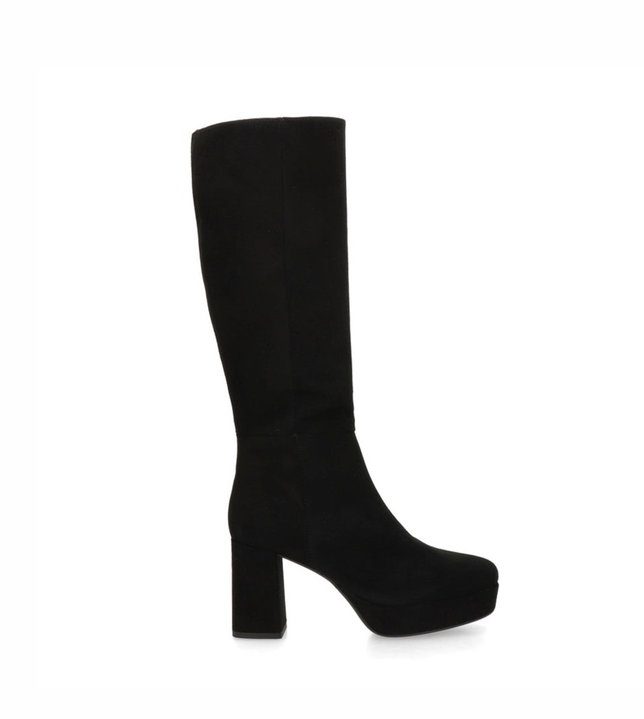 Footwear Unisa | Unisa - Mateu Black Suede Platform Knee High Boot