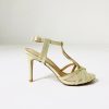 Footwear Sorento | Sorento - Gold Shimmer Heel With Straps